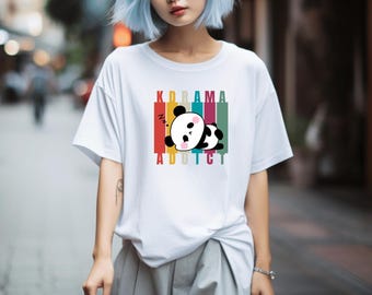 Kドラマ中毒シャツ、かわいい寝顔のパンダのスウェットシャツ、レトロなカラーバー、韓国ドラマファンにぴったりの、着心地が良く楽しいパーカー