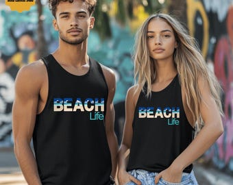 ビーチライフタンクトップ、ビーチ好きへのギフト、サマークロップトップTシャツ、オーシャンシャツ、ビーチバイブタンクトップ、アイランドスタイル、ゆったり、サーフィン、春休みシャツ