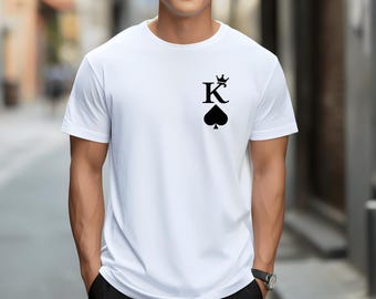 スペードのキングのシャツ、カードゲームのパーカー、カジノナイトのTシャツ、ラスベガスをテーマにしたスウェットシャツ、ポーカーパーティーのパーカー、トランプのシャツ、ユニークなギフトのTシャツ