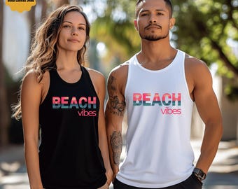 ビーチバイブタンクトップ、ビーチ好きへのギフト、サマークロップトップTシャツ、オーシャンシャツ、ビーチライフタンクトップ、アイランドスタイル、ゆったり、サーフィン、春休みシャツ