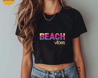 ビーチバイブタンクトップ、ビーチ好きへのギフト、サマークロップトップTシャツ、オーシャンシャツ、ビーチライフタンクトップ、アイランドスタイル、ゆったり、サーフィン、春休みシャツ