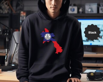 Laos Shirt, 3 Headed Elephant Sweatshirt, Laos Flag Hoodie, Laotian, Three Kingdoms, Vientiane, Luang Prabang, Champasak, Culture, Erawan