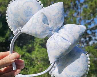 Handmade Blue flowers puffy  ears Headband – Puffy Padded Costume Accessory