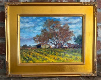 Vineyard Homestead Oil Painting: Impressionistic Acampo, California Landscape 9x12 by Marilyn Eger