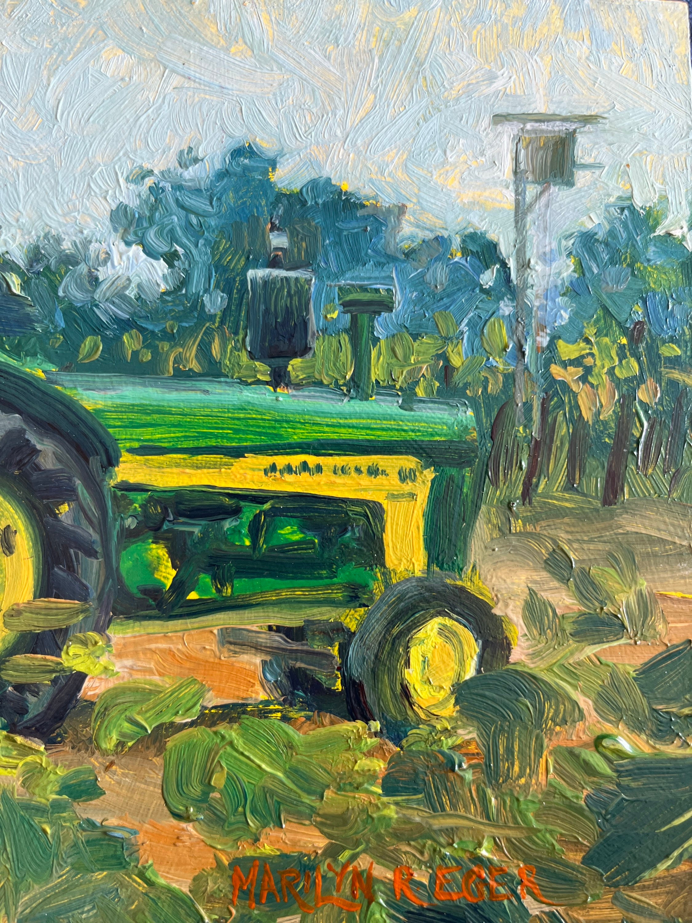 John Deere Tractor, Small Oil Painting Original, All Original Painting