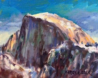 Original Half Dome Oil Painting, Yosemite Landscape Art (5x7)