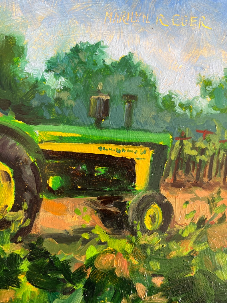 John Deere Tractor Small Oil Painting Original All Original Etsy