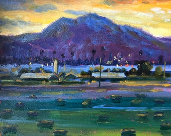 Mt Diablo, McCormack Winery 2, All original oil painting, art, landscape, impressionism, impressionist, Marilyn Eger, 6" X 6" Lockeford Ca.