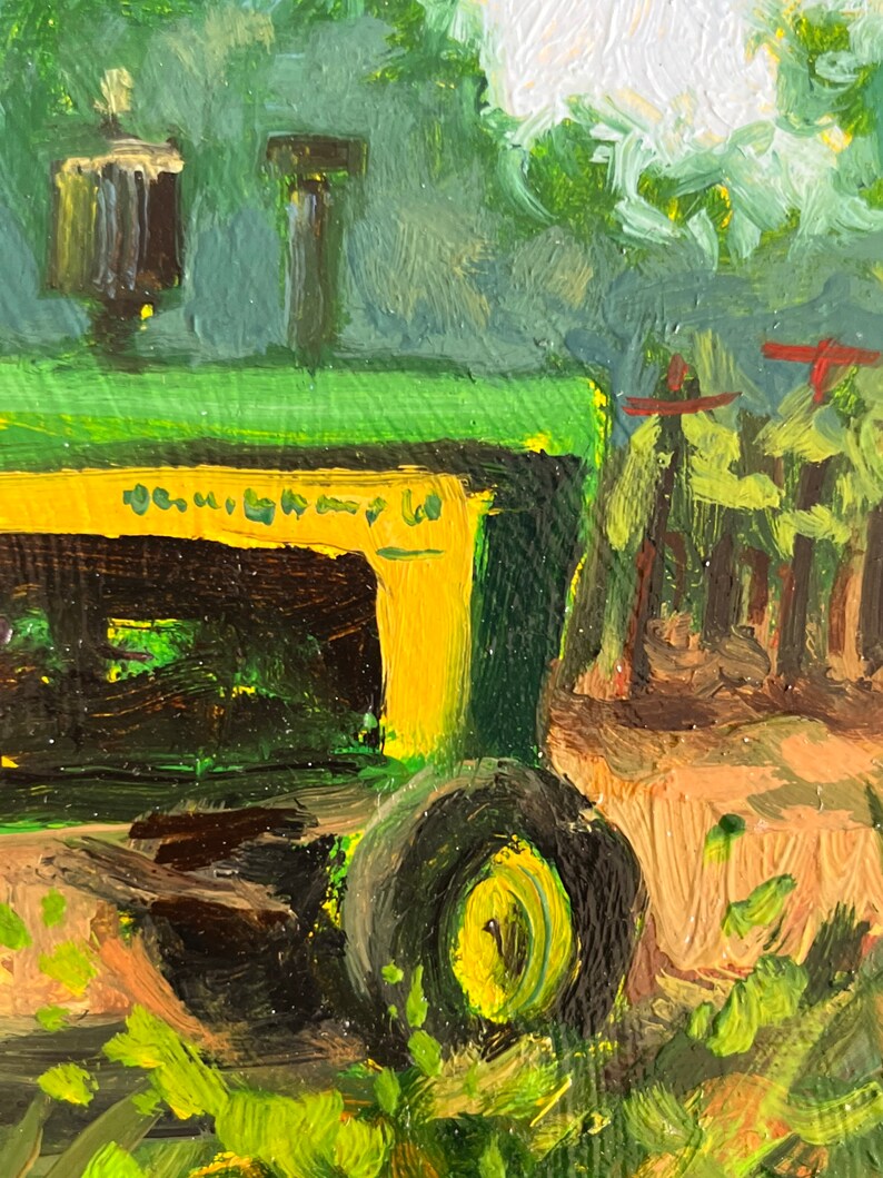 John Deere Tractor Small Oil Painting Original All Original Etsy