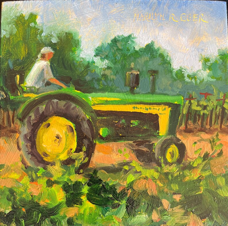 John Deere Tractor Small Oil Painting Original All Original Etsy