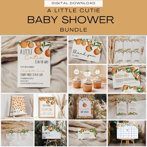 A Little Cutie Shower Invitation Bundle, Printable  A Little Cutie Baby Shower Printables, w/ Editable Games and Baby Shower Decorations