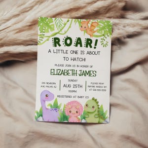 Dino Baby Shower Invitation,  Dino Invitation Template, Dino Shower Invitation, Gender Neutral Baby Shower Invites