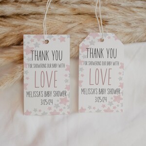Pink Elephant Baby Shower Favor Tag 2x3.5, Pink Elephant Baby Shower Label, Baby Elephant Shower Favor Tags, Baby Girl Shower Favors, BS002