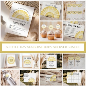Sunshine Shower Invitation Bundle, Sun Baby Shower Invitation and Games, Sunshine Baby Shower Decorations, A Little Ray of Sunshine, BS005