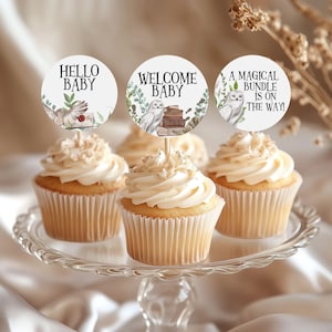 Wizard Baby Shower Cupcake Toppers, A Magical Bundle Baby Shower Décor, Unisex Cupcake Toppers, Baby Shower, BS004