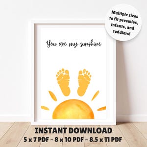 Huella IMPRIMIBLE, recuerdo de manualidades y artes "Eres mi sol", para bebés prematuros, bebés, infantes, niños pequeños de la UCIN, regalo de los niños