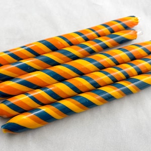 COE 33 Boro Tubing, One Handmade Opaque Swirl Tube Orange Yellow Blue Randomly Selected - Borosilicate Lampworking - Devardi Glass