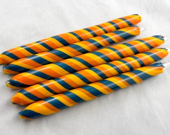 COE 33 Boro Tubing, One Handmade Opaque Swirl Tube Orange Yellow Blue Randomly Selected - Borosilicate Lampworking - Devardi Glass