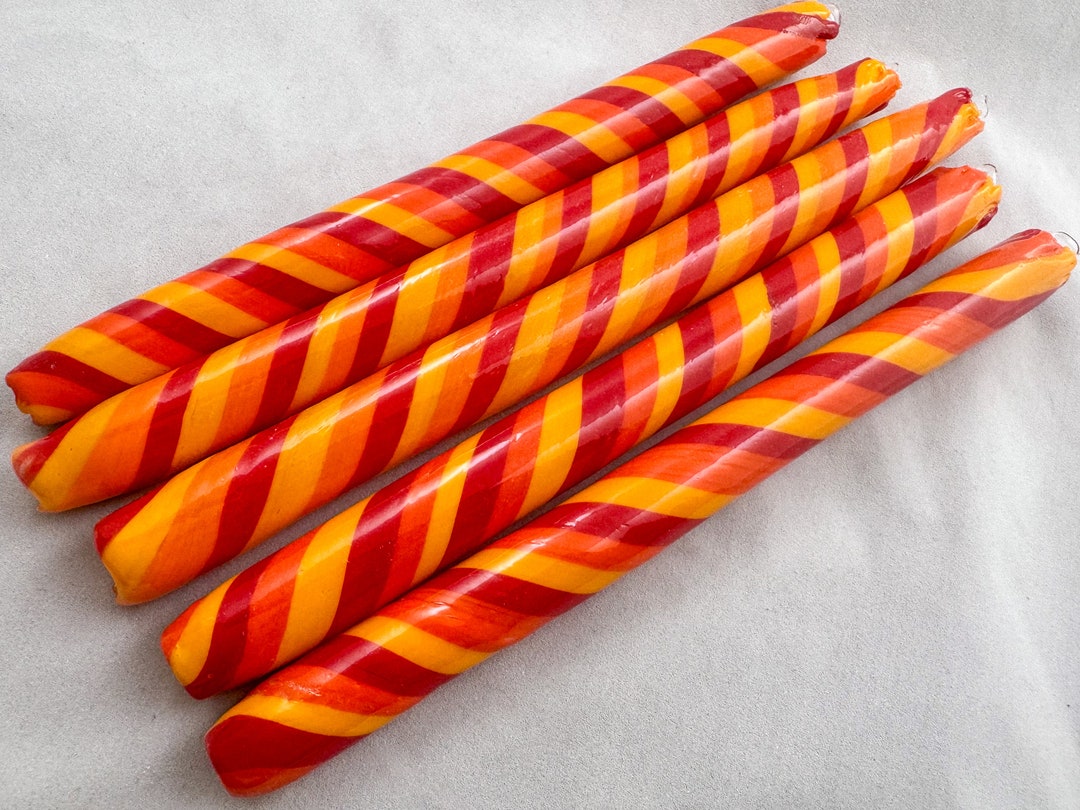 COE 33 Boro Tubing, One Handmade Opaque Swirl Tube Red Yellow Orange ...