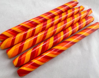COE 33 Boro Tubing, One Handmade Opaque Swirl Tube Red Yellow Orange Randomly Selected - Borosilicate Lampworking - Devardi Glass