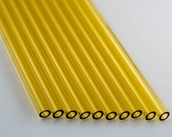 10 Transparent Yellow 8mm Borosilicate 12" Tubing, Devardi Glass COE 33 Boro Tubes