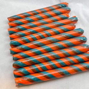 COE 33 Boro Tubing, One Handmade Opaque Swirl Tube Orange Teal Brown Randomly Selected - Borosilicate Lampworking - Devardi Glass
