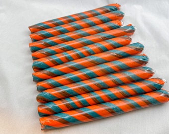COE 33 Boro Tubing, One Handmade Opaque Swirl Tube Orange Teal Brown Randomly Selected - Borosilicate Lampworking - Devardi Glass
