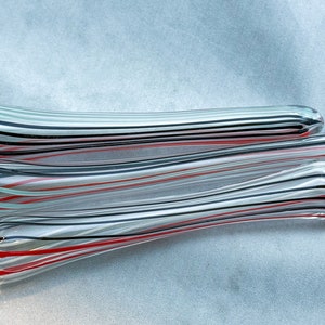 COE 33 Boro Tubing, 3 Handmade Transparent Stringer Tubes Red-White-Black - Borosilicate Lampworking - Devardi Glass