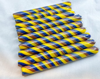 COE 33 Boro Tubing, One Handmade Opaque Swirl Tube Yellow Brown Blue Randomly Selected - Borosilicate Lampworking - Devardi Glass