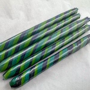 COE 33 Boro Tubing, One Handmade Opaque Swirl Tube Green Teal Blue Randomly Selected - Borosilicate Lampworking - Devardi Glass