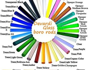 3 lbs Devardi Glass Boro Rods, COE 33, Mixed Colors, borosilicate solid rods