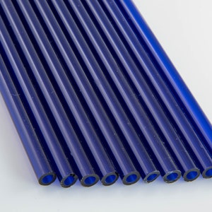 10 Transparent 8mm Dark Cobalt Blue Borosilicate 12&quot; Tubing, Devardi Glass COE 33 Boro Tubes