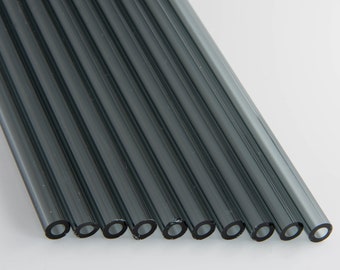 10 Transparent Black 12mm Borosilicate 12" Tubing, Devardi Glass COE 33 Boro Tubes