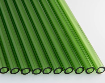 10 Transparent Green 8mm Borosilicate 12" Tubing, Devardi Glass COE 33 Boro Tubes