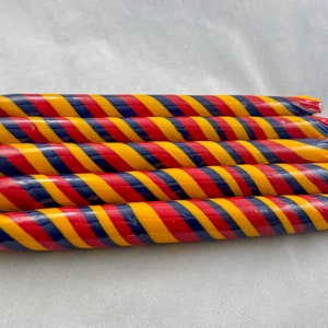 COE 33 Boro Tubing, One Handmade Opaque Swirl Tube Red Yellow Blue Randomly Selected - Borosilicate Lampworking - Devardi Glass