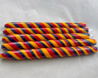 COE 33 Boro Tubing, One Handmade Opaque Swirl Tube Red Yellow Blue Randomly Selected - Borosilicate Lampworking - Devardi Glass
