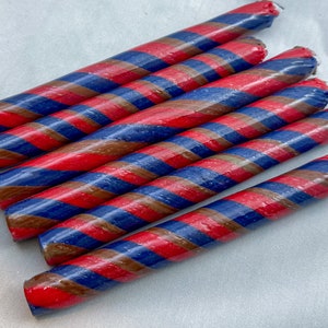 COE 33 Boro Tubing, One Handmade Opaque Swirl Tube Red Blue Brown Randomly Selected - Borosilicate Lampworking - Devardi Glass