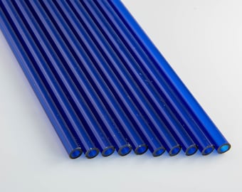 10 Transparent Medium Blue 8mm Borosilicate 12" Tubing, Devardi Glass COE 33 Boro Tubes