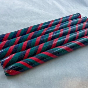 COE 33 Boro Tubing, One Handmade Opaque Swirl Tube Red Teal Blue Randomly Selected - Borosilicate Lampworking - Devardi Glass