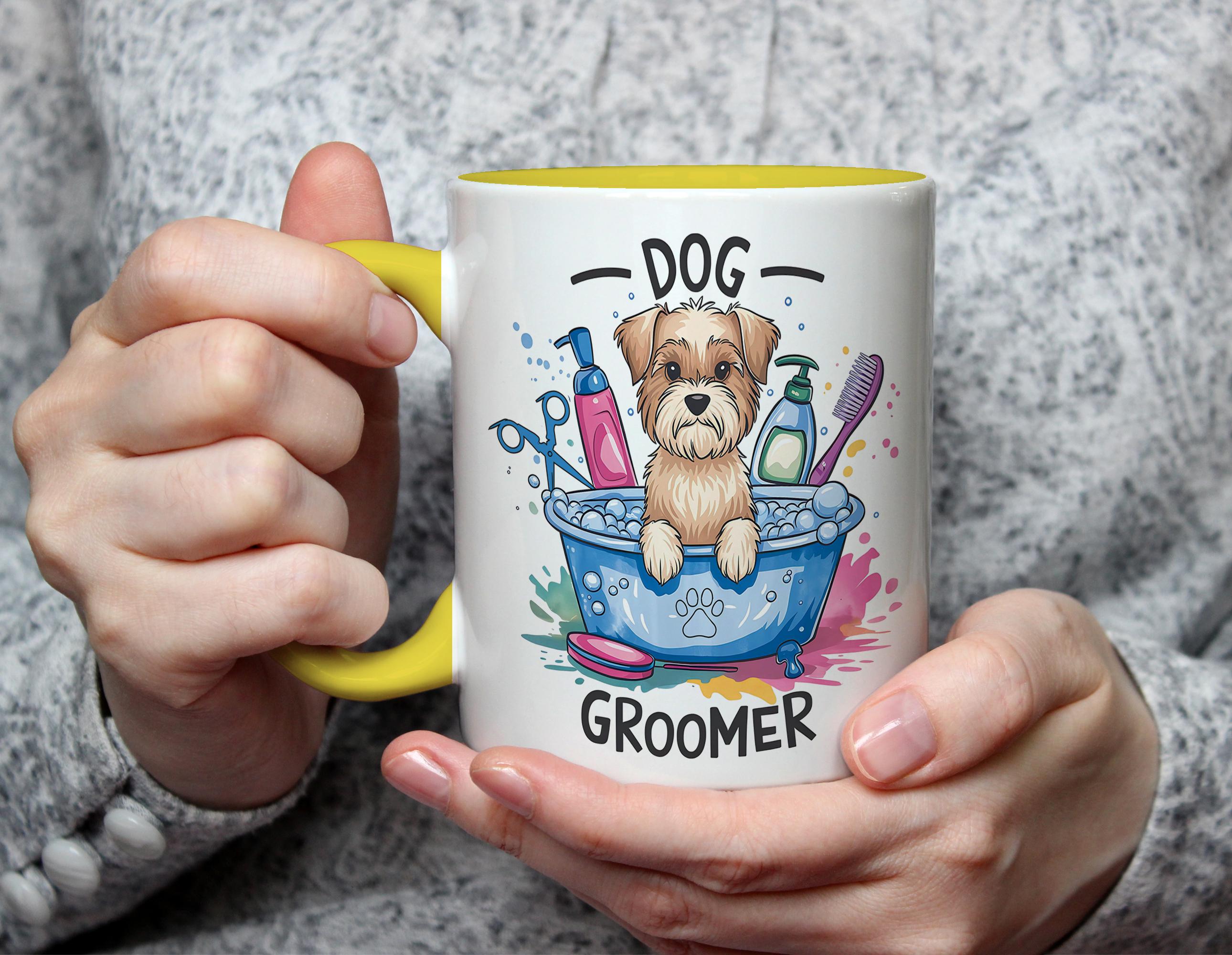 犬のグルーマーマグカップ。犬好きの方への面白いペットグルーミング