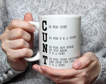 C U N T Lustige Rude Alphabet Tasse Erwachsene Humor Tasse Offensive Witz Tasse sarkastische Kaffeetasse Schimpfwort Geschenk für Freunde und Mitarbeiter Rude Mug