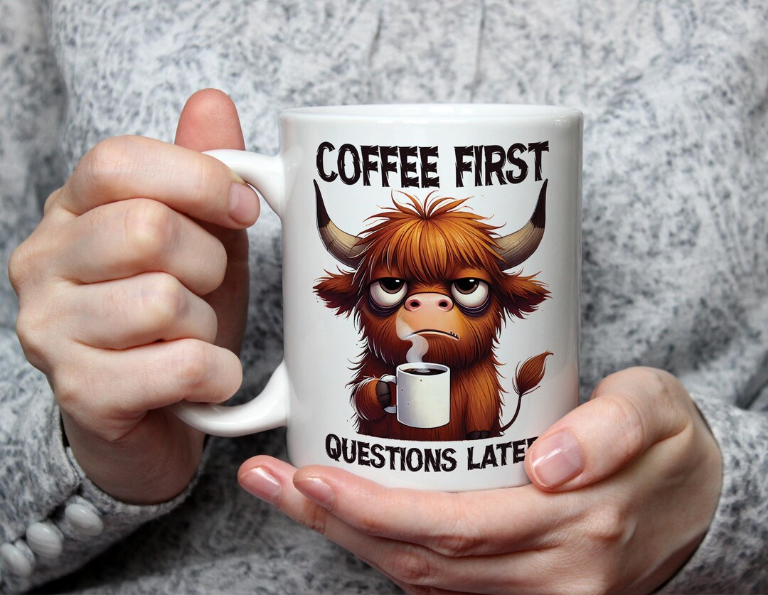 Coffee First Questions Later Mug Funny Coffee Mug Work Mug Caffeine ...