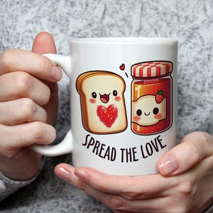 Spread the Love Mug Cute Couples Mug Love Fun Valentines Day Anniversary Birthday Gift for her gift for him coffee cup 9 Vibrant Colours