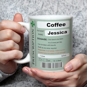 Anpassad receptmugg present till läkare, personlig namnreceptpresent till mamma, avskedspresent, kaffemugg till honom, mugg till henne, temugg