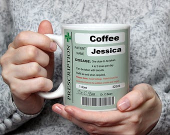 Custom Prescription Mug Gift for Doctor, Personalised Name Prescription Gift For Mum, Leaving Gift, Coffee Mug For Him, Mug For Her, Tea Mug