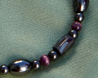 Magnetic Therapy Bracelet Purple and Magnetite- Milan Style