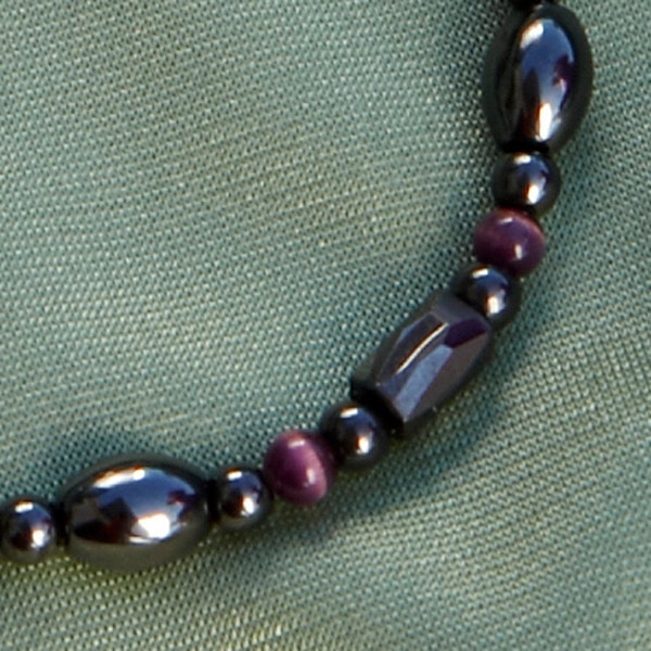 Magnetfeldtherapie Armband lila und Magnetit - Mailand-Stil