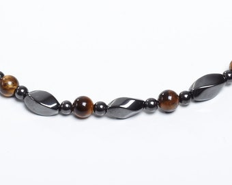 Tigers Eye and Magnetite Magnetic Bracelet - Magnetic Therapy for Pain Relief