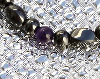 Amethyst and Magnetite Magnetic Therapy Necklace Natural Healing Holistic
