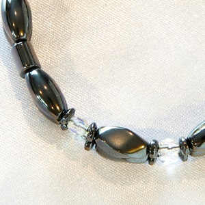 Magnetic Therapy Bracelet Strong Double Strand Magnetite and Clear Crystal Cut Glass image 2